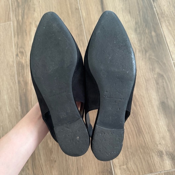 EVERLANE The V Pointed Toe Suede Black Slingback Flats - Picture 5 of 5